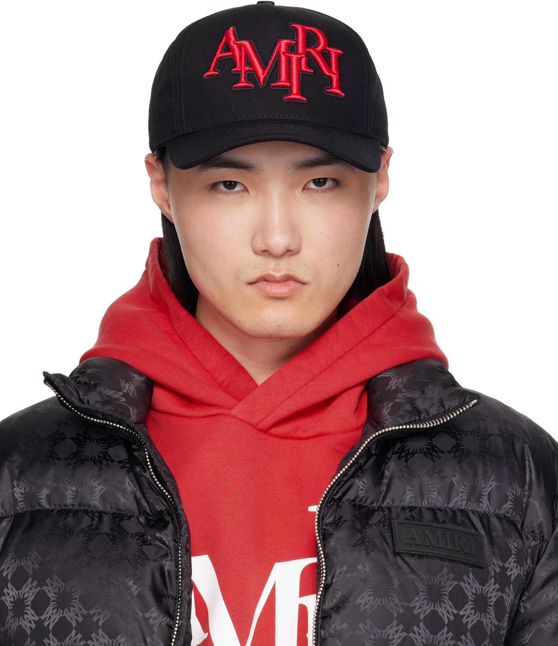 AMIRI: ブラック 'Staggered AMIRI' キャンバス キャップ | SSENSE 日本