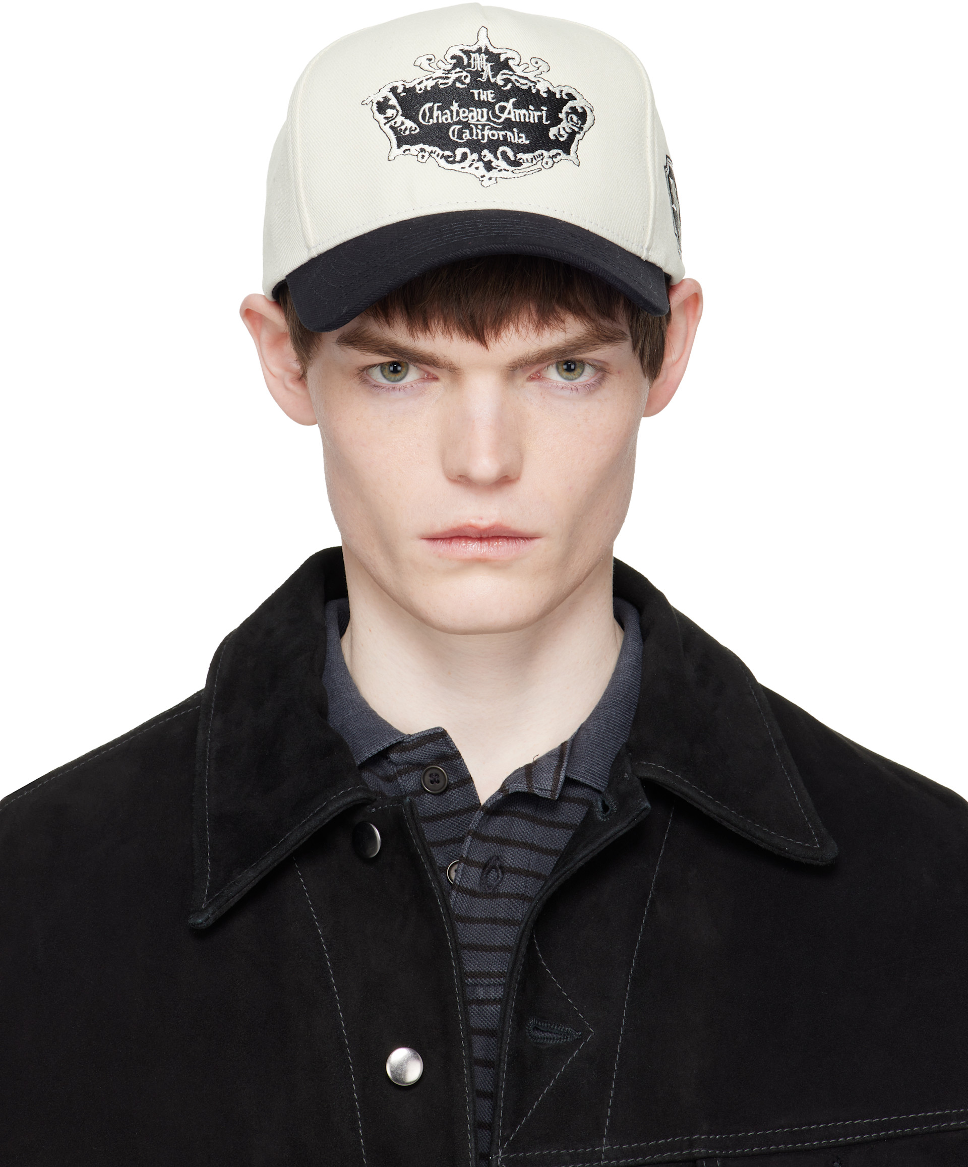 AMIRI: ブラック＆ホワイト 'Chateau Amiri' クレスト キャップ