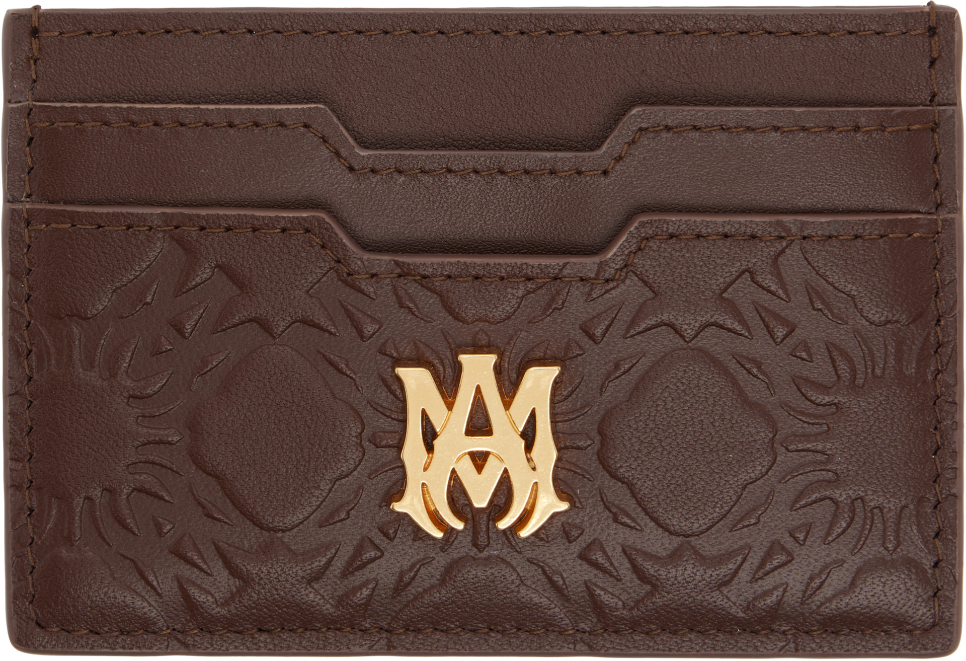 AMIRI: Brown MA Quad Leather Card Holder | SSENSE