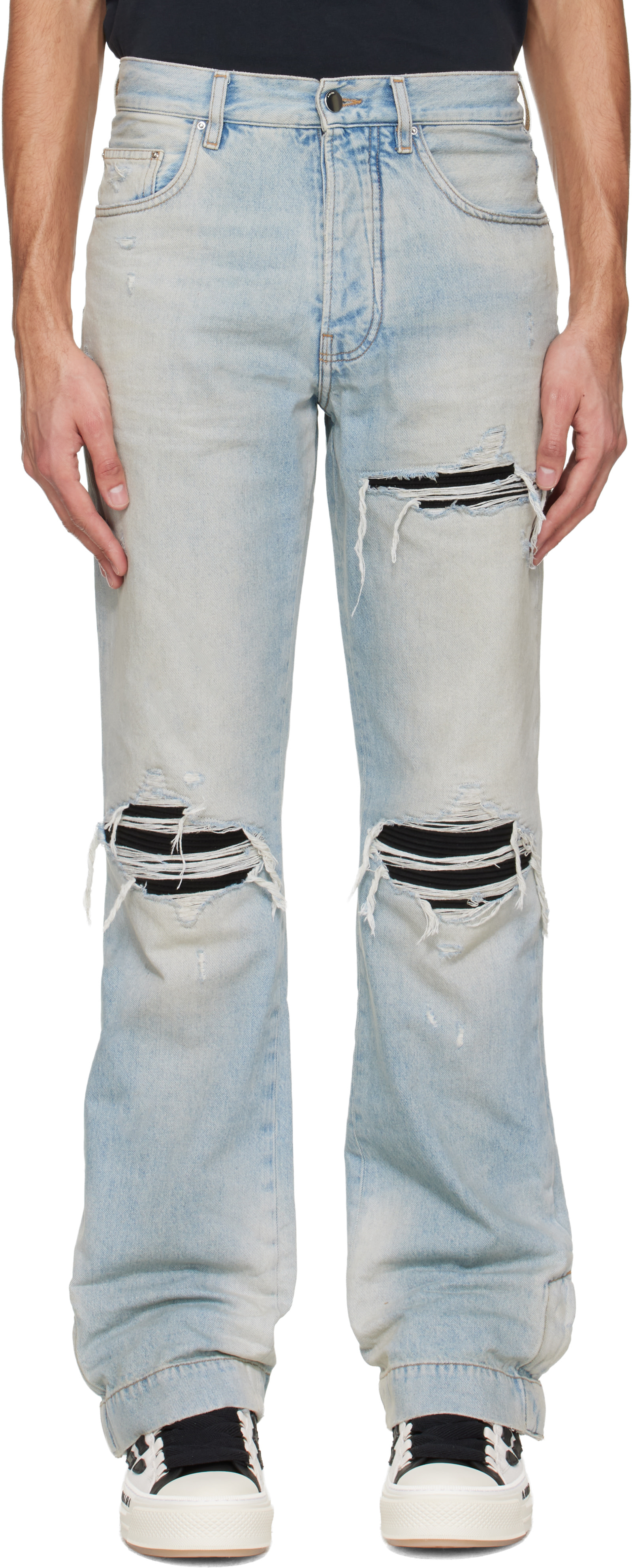 AMIRI: Blue MX1 Straight Flare Jeans | SSENSE