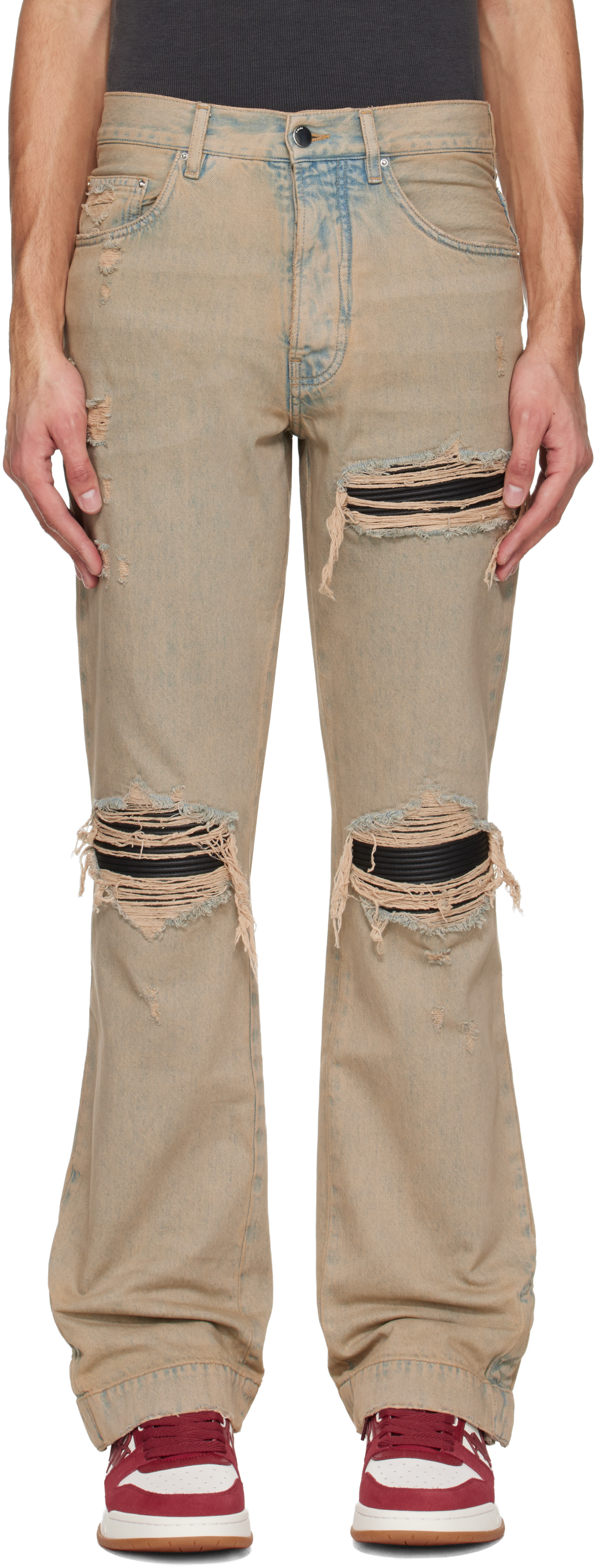 AMIRI: Beige MX1 Straight Flare Jeans | SSENSE