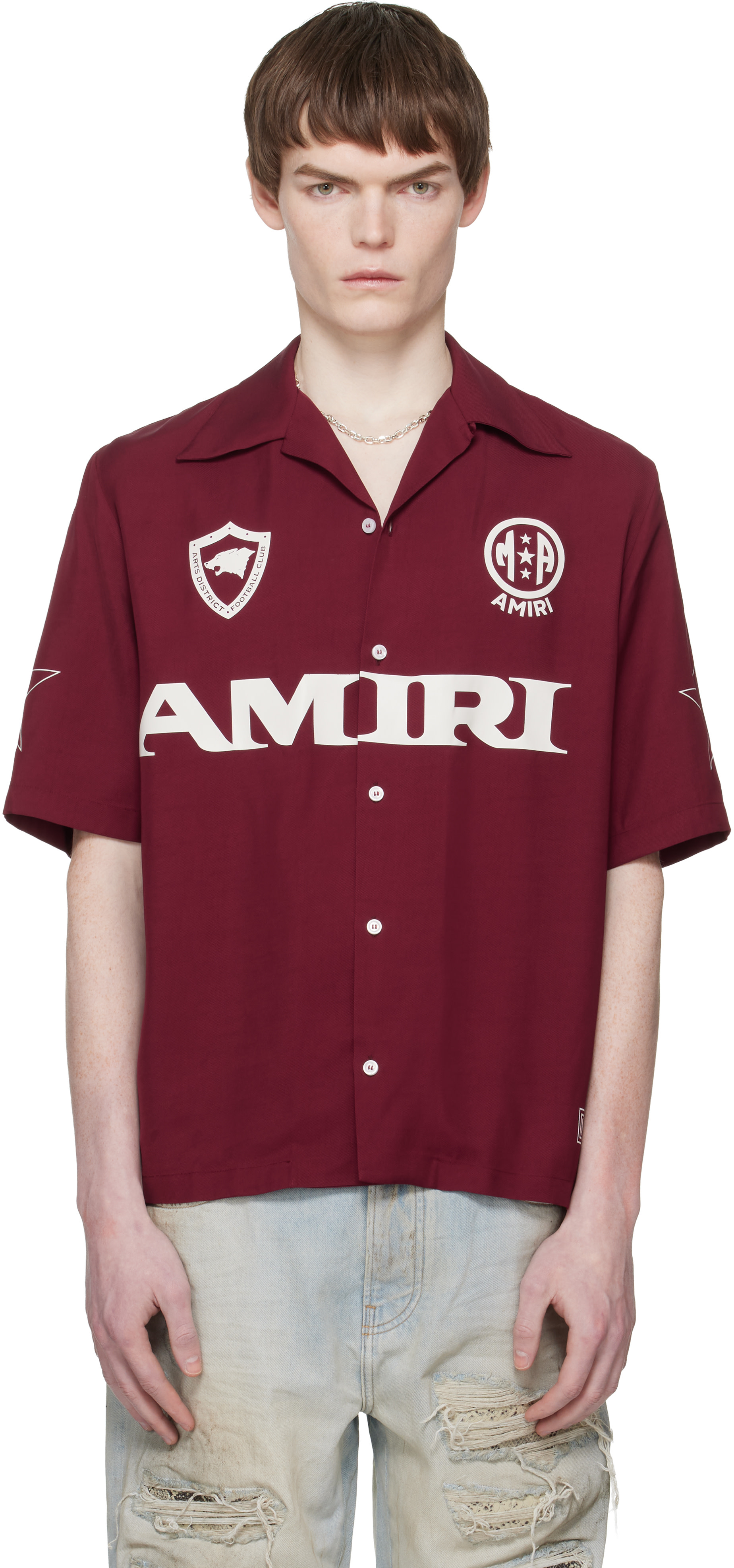 AMIRI: Red 'Amiri' Sport Camp Shirt | SSENSE
