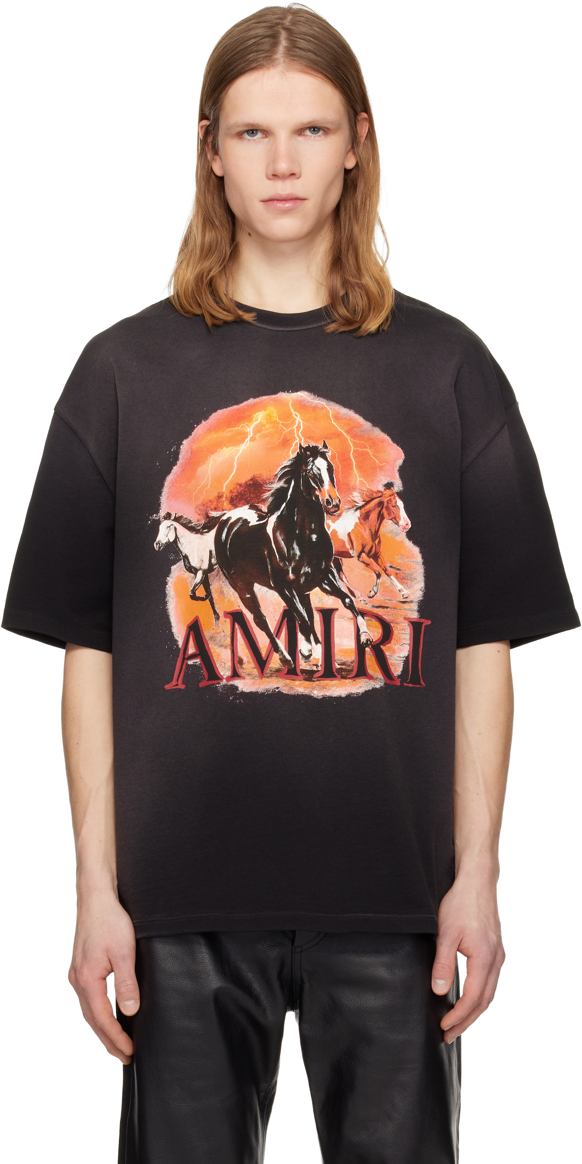 AMIRI Tシャツ AMIRI: Black Plains Oversized T-shirt | SSENSE
