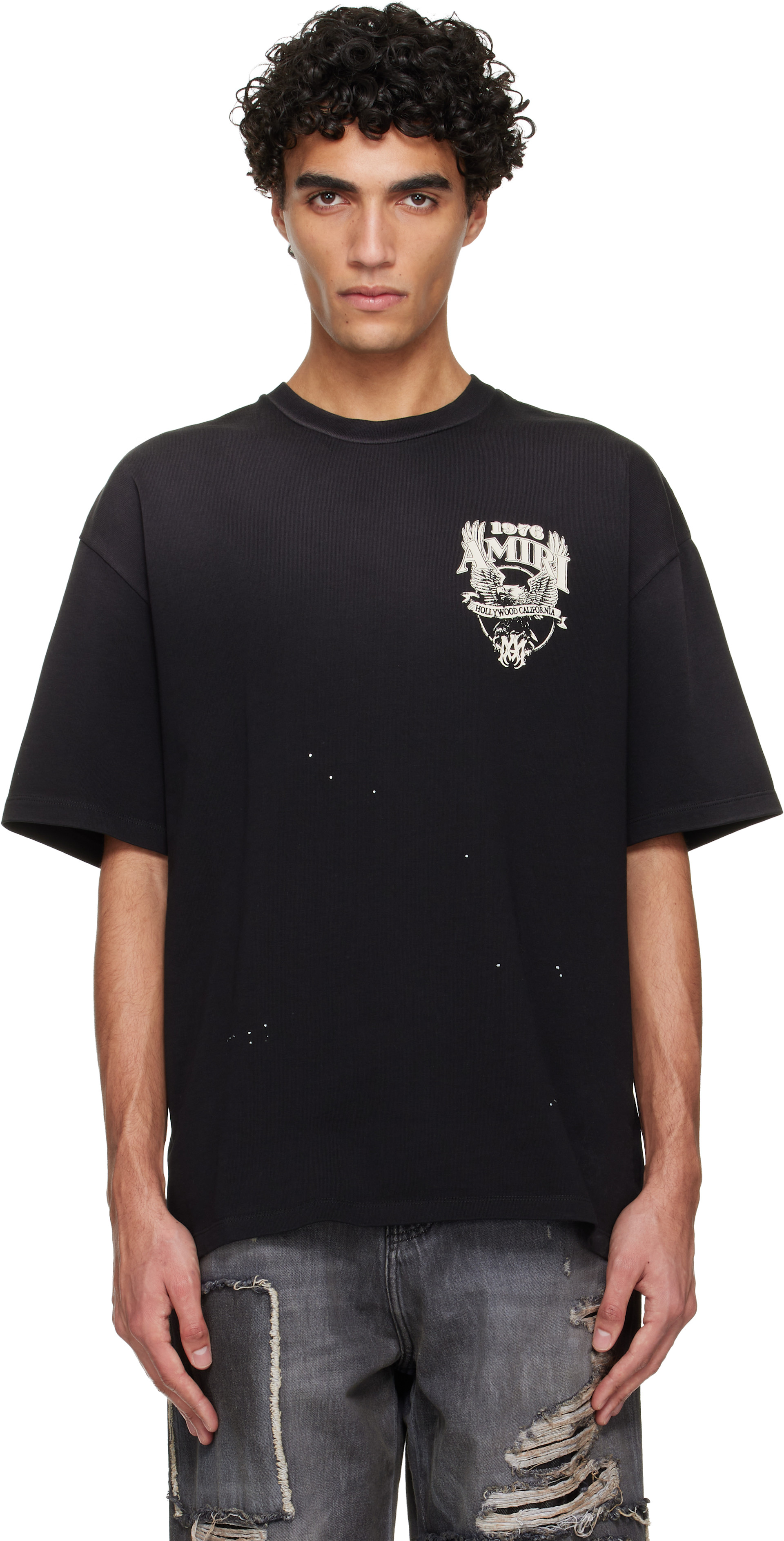 AMIRI: Black AMIRI Eagle Oversized T-shirt | SSENSE