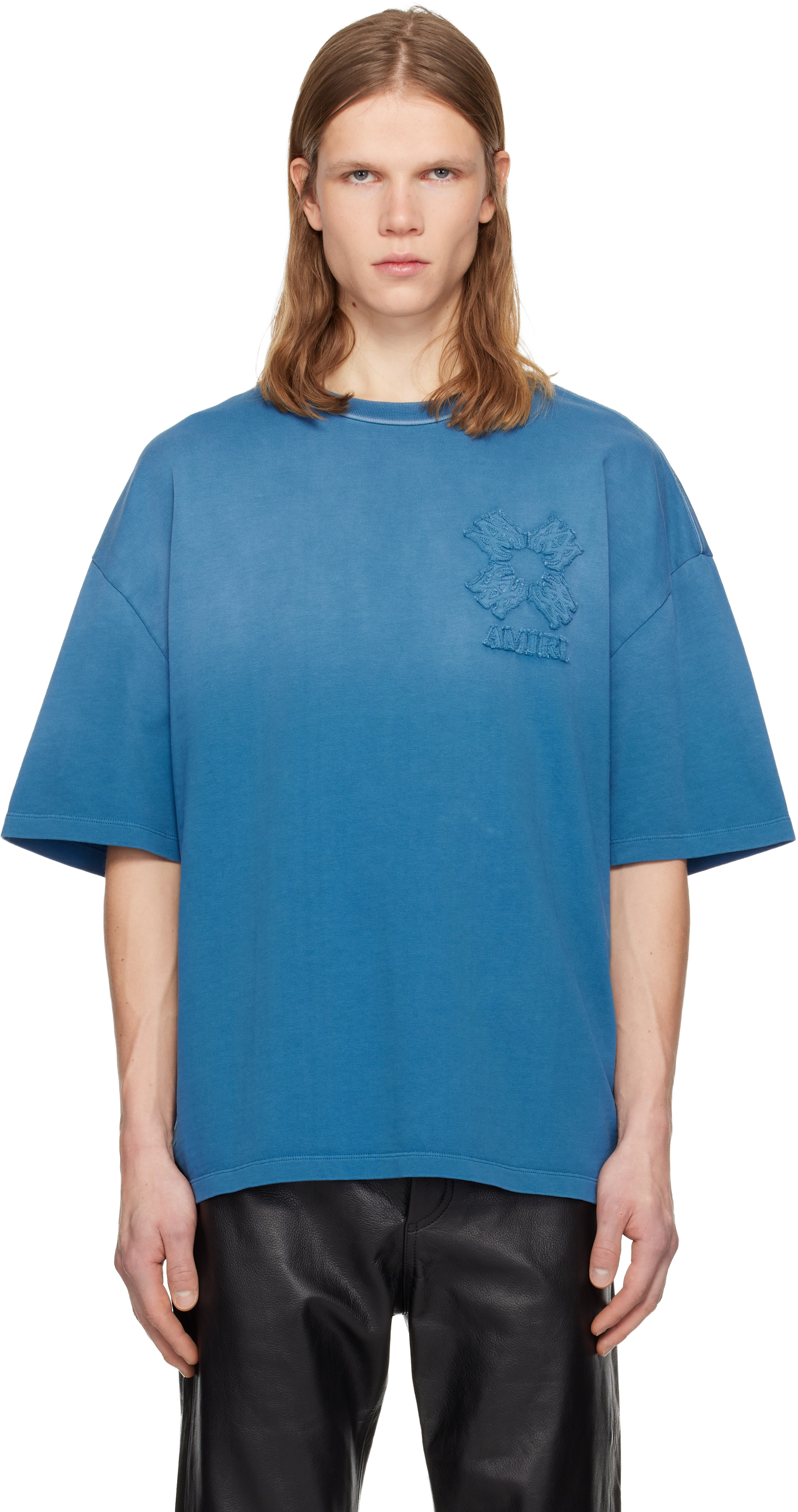 AMIRI California ライトブルー Tシャツ AMIRI Blue Cotton Spirit Logo T-Shirt | Harrods US