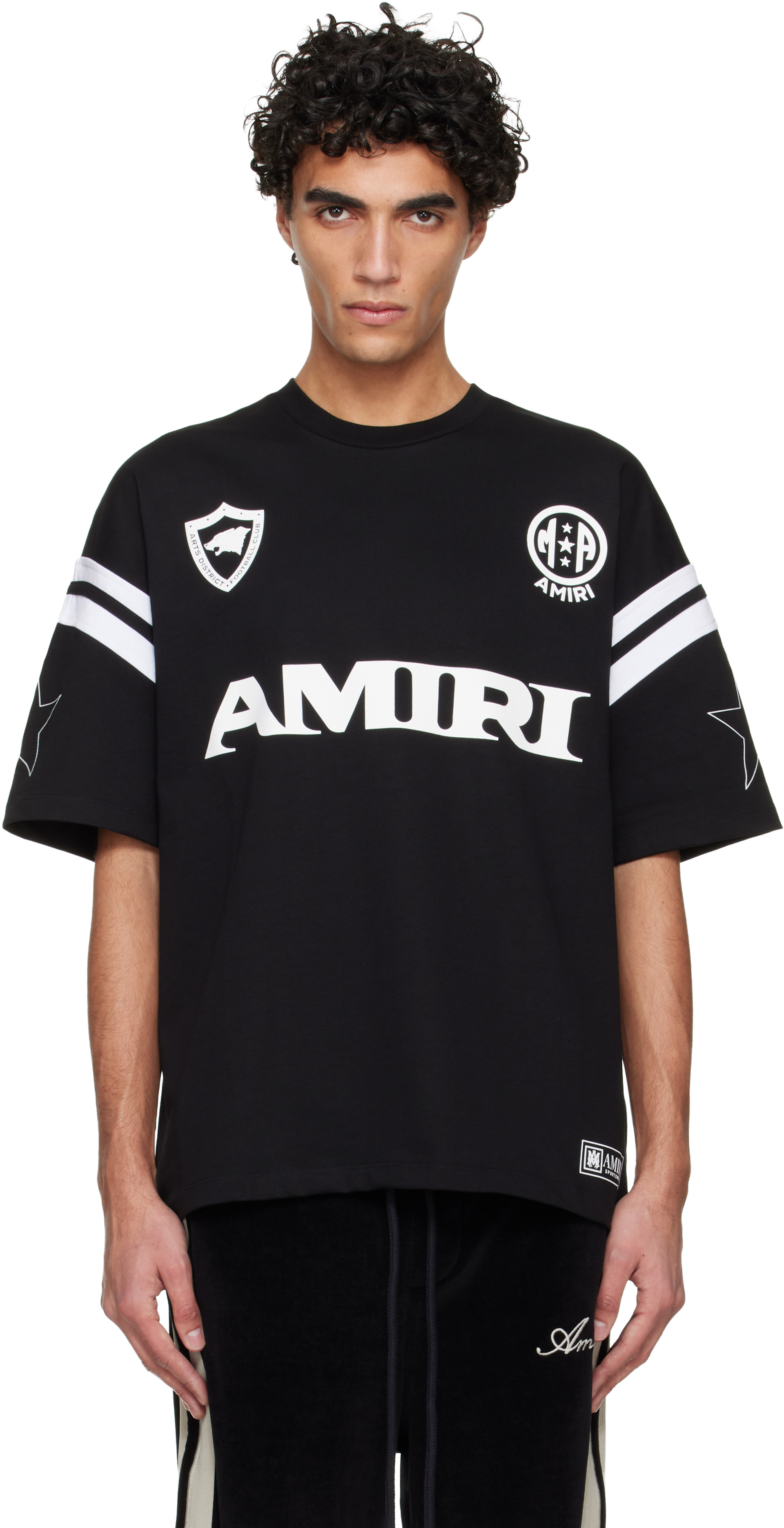 AMIRI ブラック ロングTシャツ Lサイズ AMIRI: Black 'AMIRI' Sport Oversized T-shirt | SSENSE