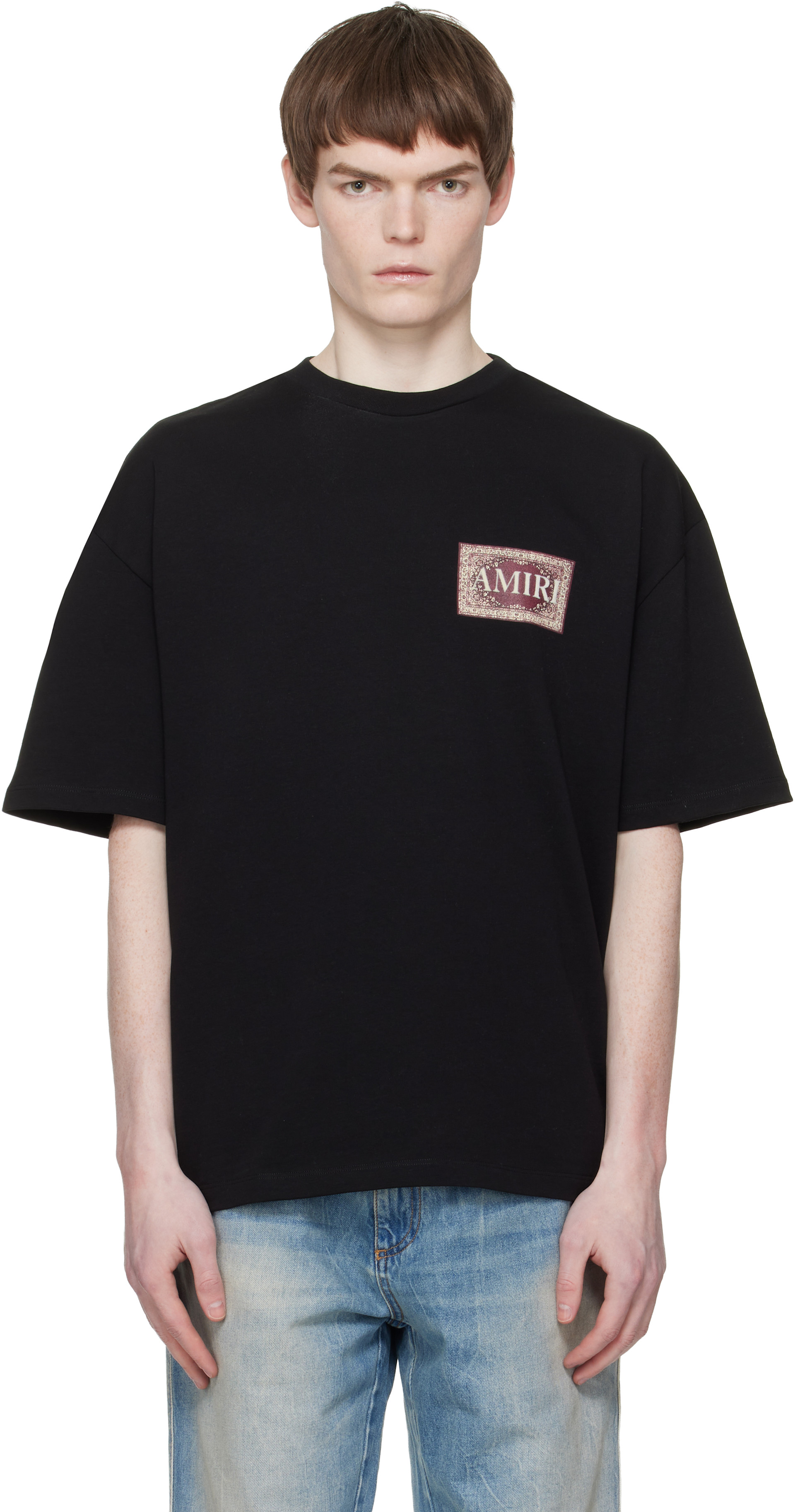 AMIRI: Black Bandana Oversized T-shirt | SSENSE