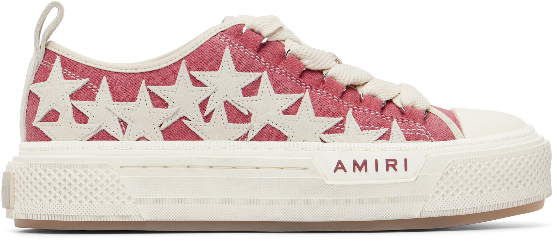 AMIRI: Red Distressed Stars Court Low Sneakers | SSENSE