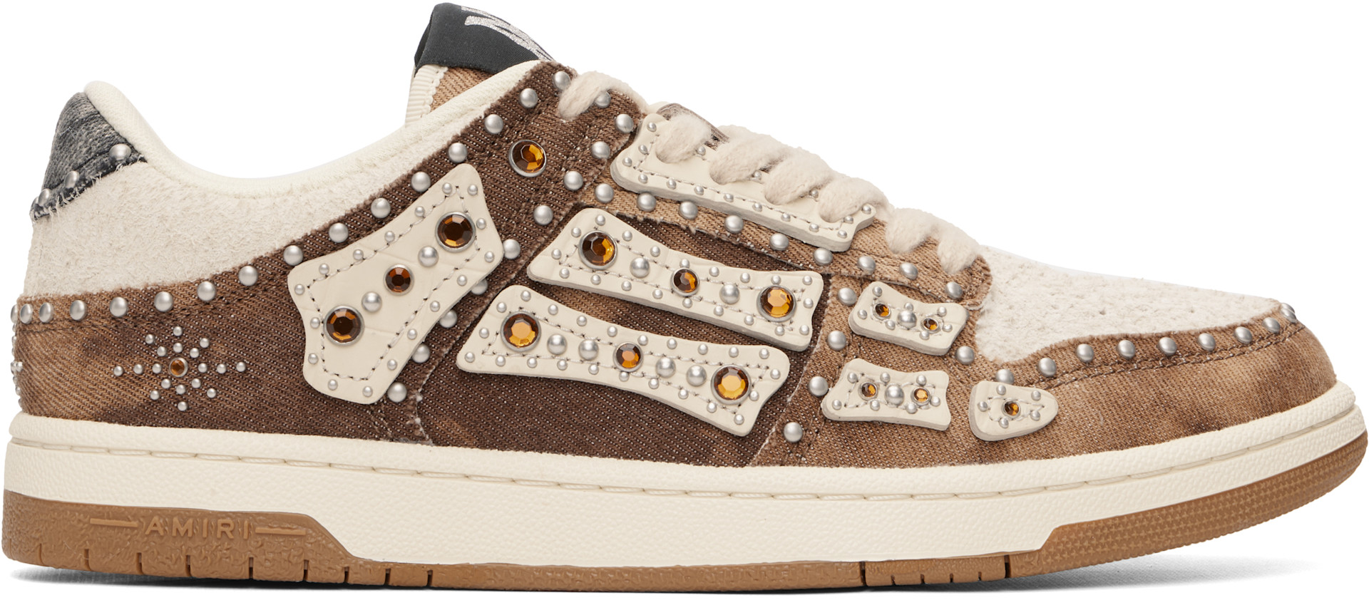 AMIRI: Brown & Beige Stud Skel Top Low Sneakers | SSENSE