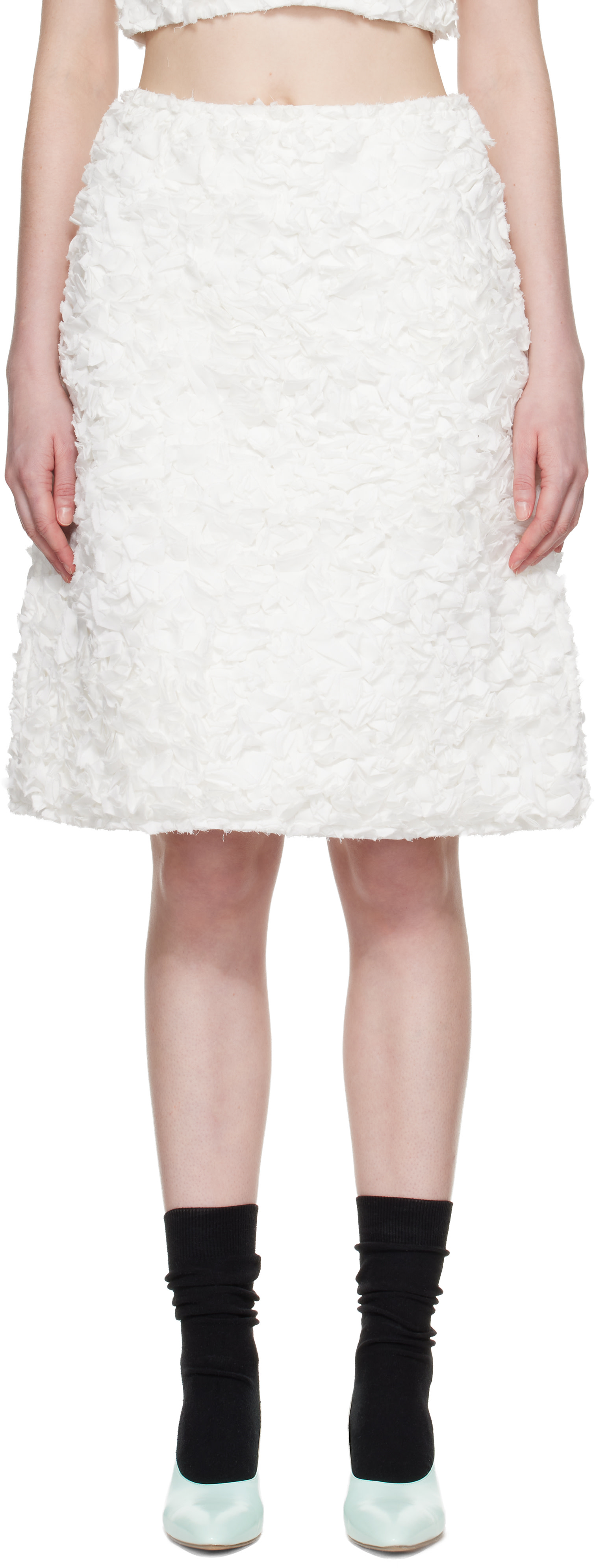 SHUSHU/TONG: White A-Line Midi Skirt | SSENSE Canada