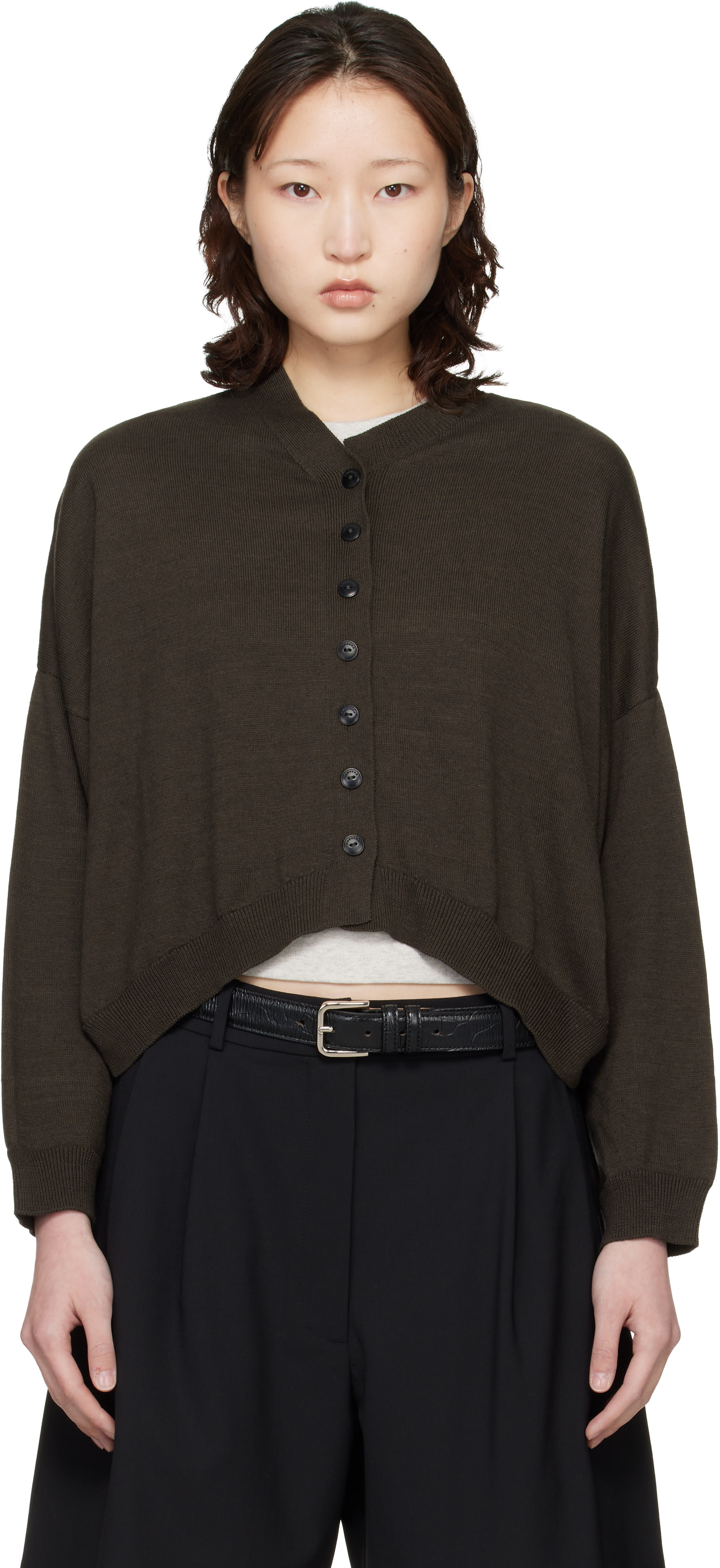 Cordera: Brown Cotton & Cashmere Cardigan | SSENSE