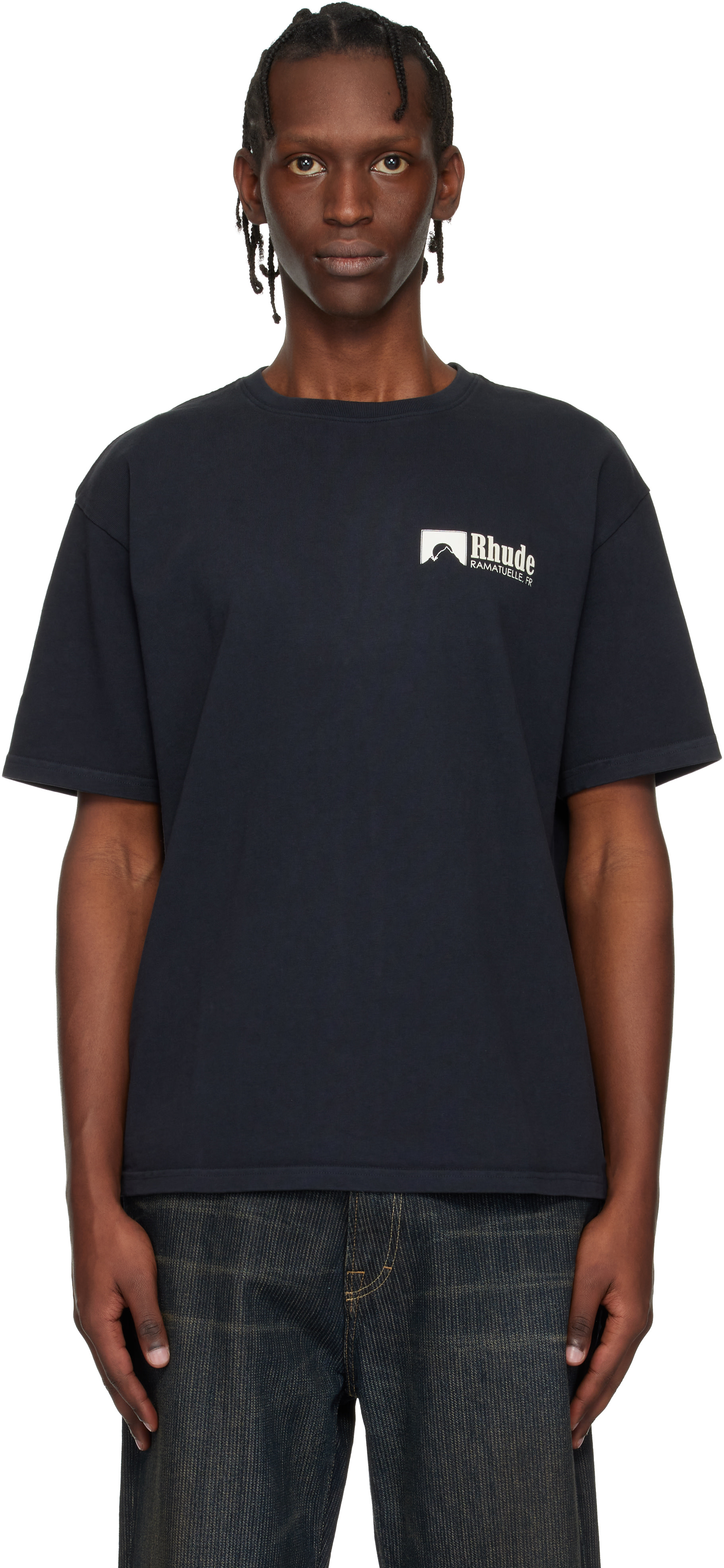 Rhude: Black Ramatuelle Intl Racing T-shirt | SSENSE