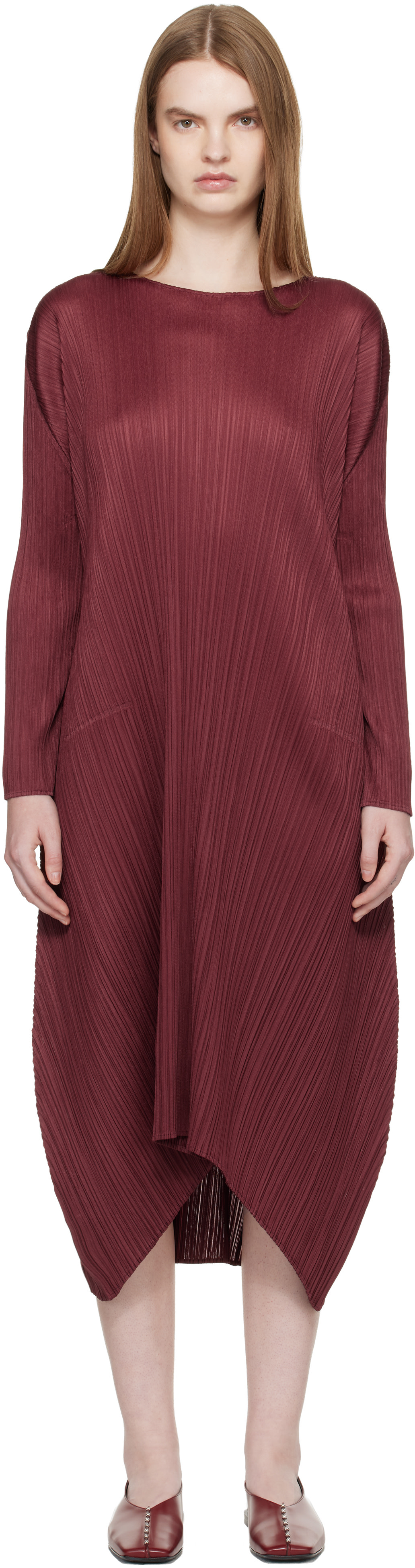 Pleats Please Issey Miyake Women's MONTHLY COLOURS OCTOBER Long-Sleeve Dress | Brown | Size 3