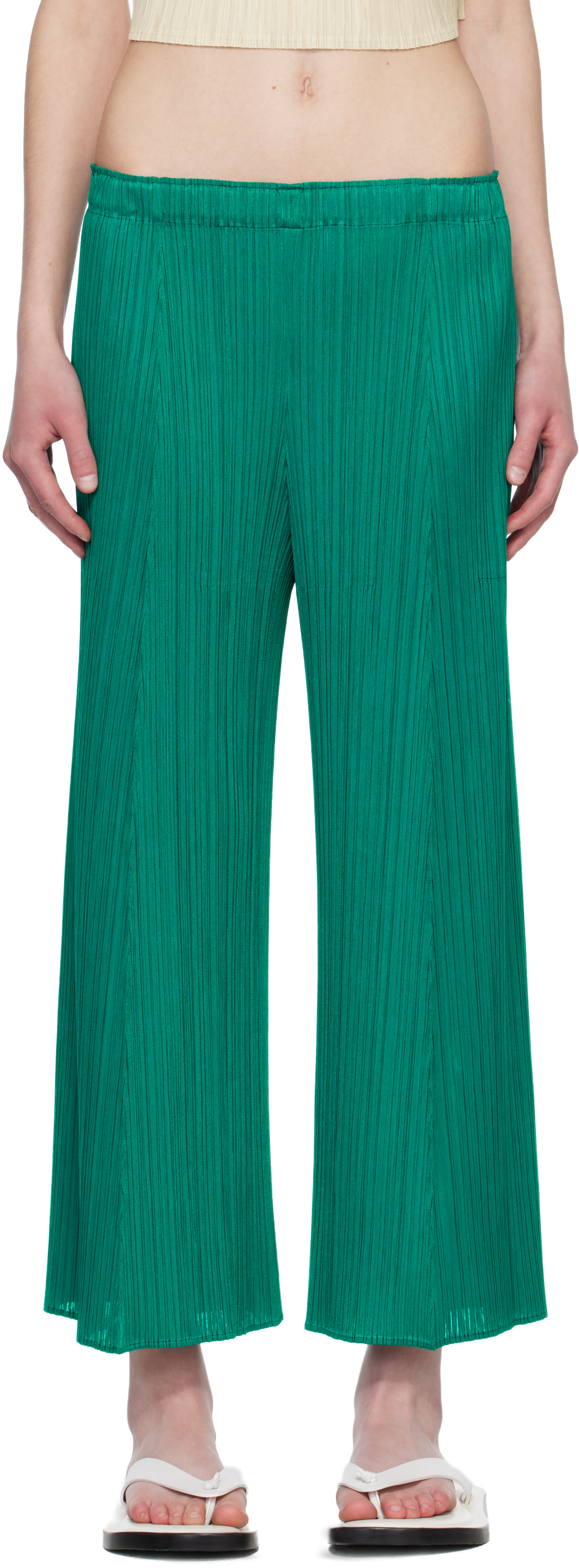 PLEATS PLEASE ISSEY MIYAKE: Green Monthly Colors November Trousers