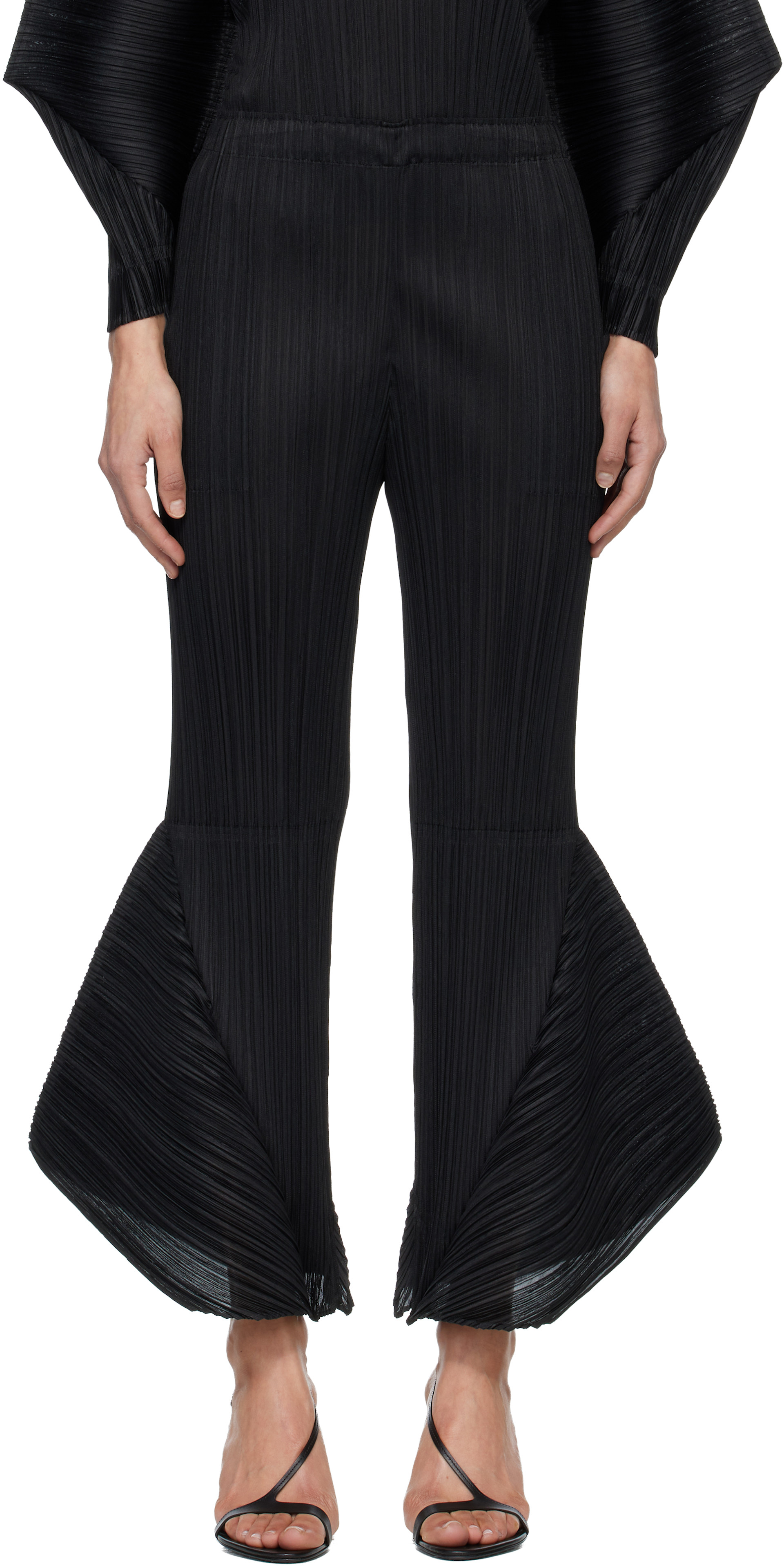 PLEATS PLEASE ISSEY MIYAKE: Black Skyline Trousers | SSENSE