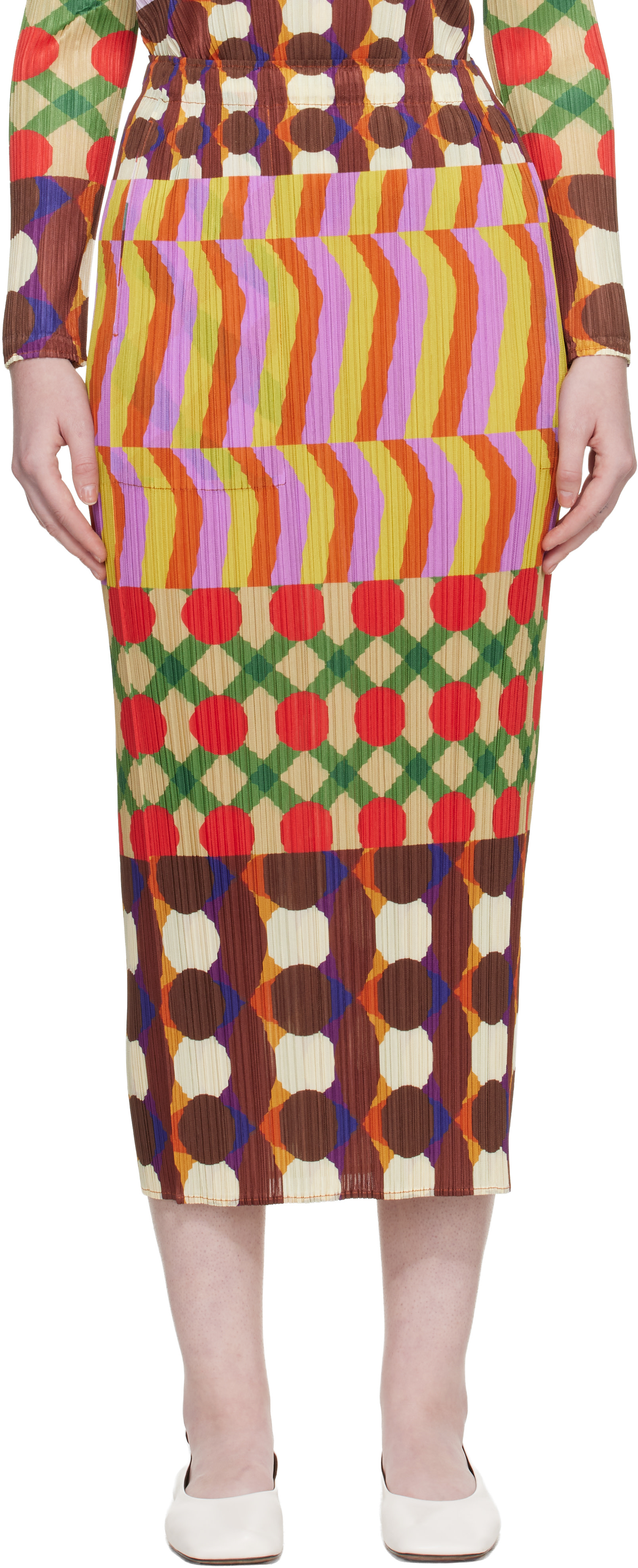 PLEATS PLEASE ISSEY MIYAKE: Multicolor Harmony Maxi Skirt | SSENSE