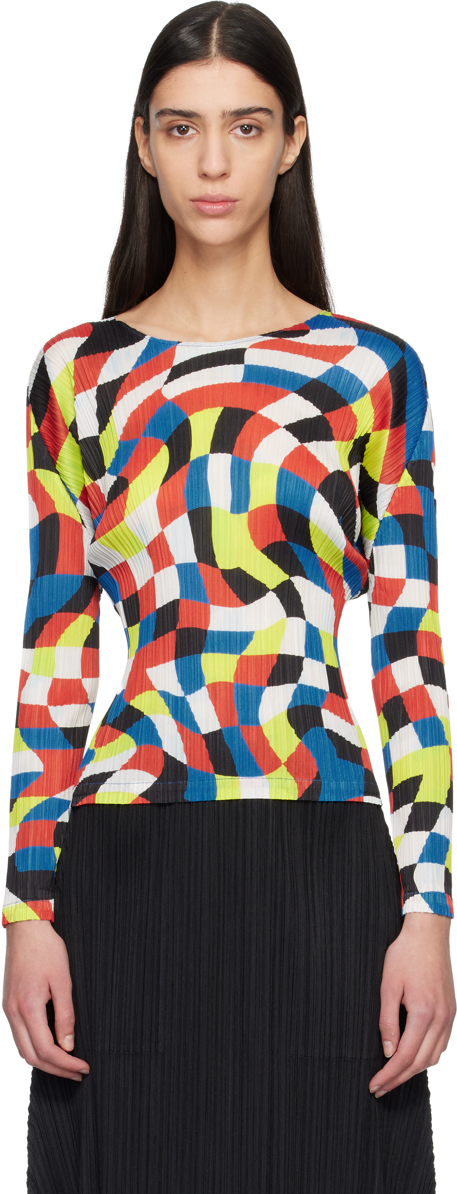 PLEATS PLEASE ISSEY MIYAKE: Multicolor Dancing Square Top | SSENSE