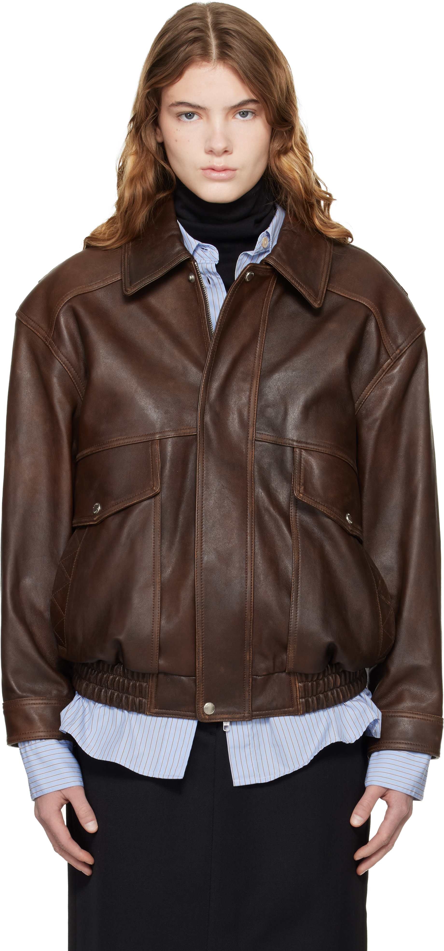 ジャケット・アウター DUNST OVERSIZED VINTAGE LEATHER BOUSON DUNST Unisex Oversized Vintage Leather Blouson Jacket | Shopbop