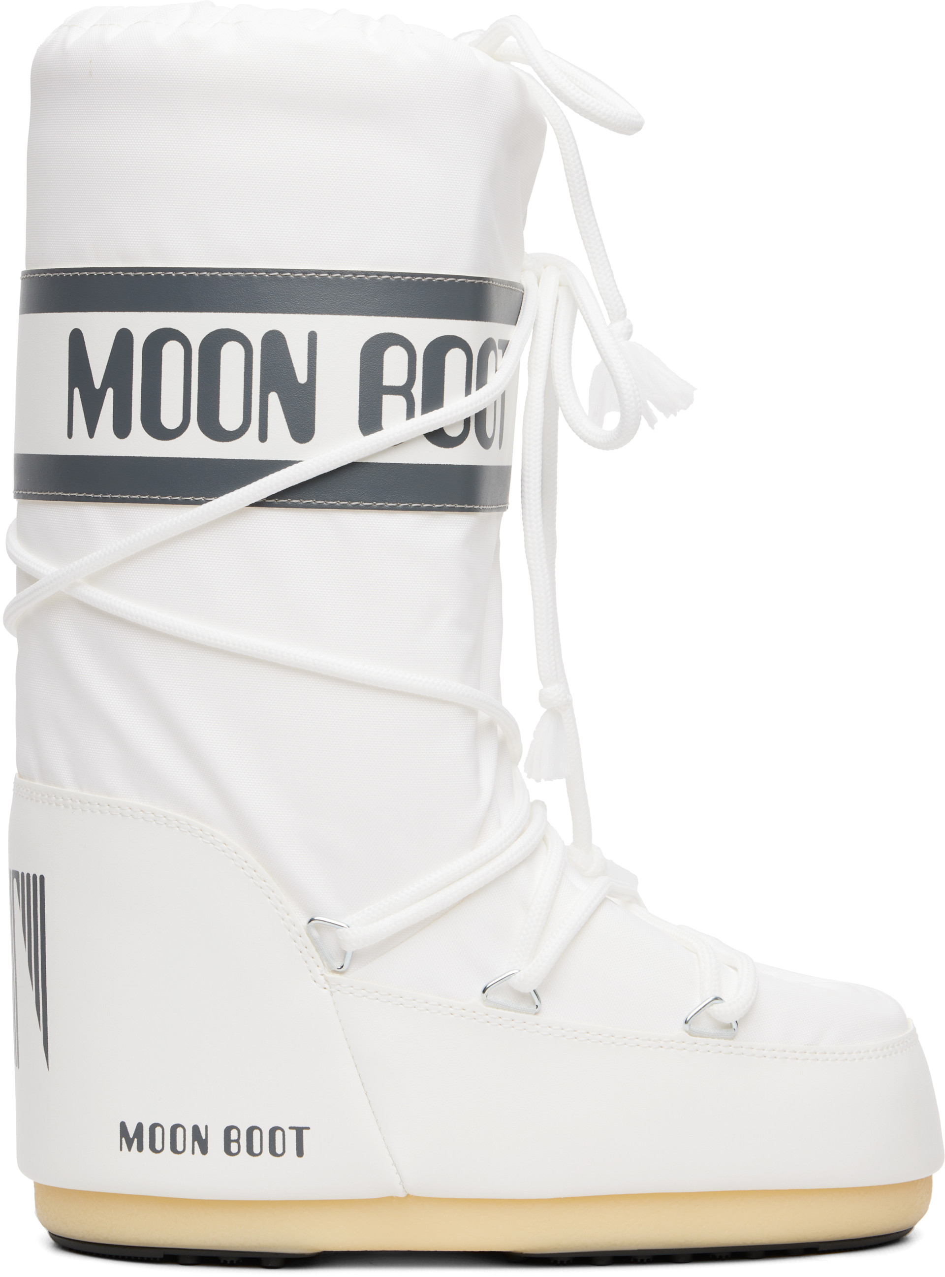 Moon Boot: White Icon Nylon Boots | SSENSE Canada