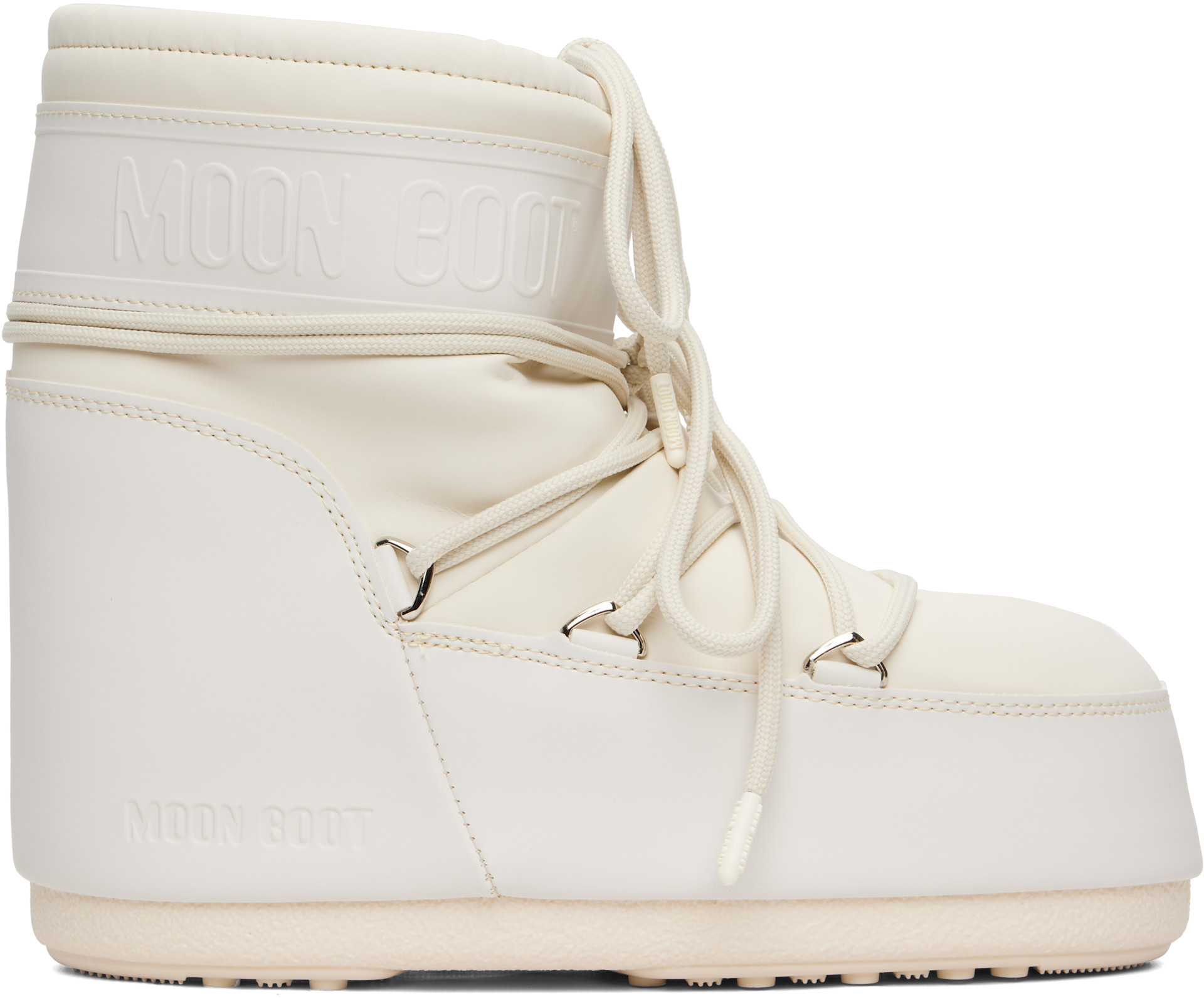 MOON BOOT ホワイト スノーボードブーツ 男性用 Moon Boot: Off-White Icon Low Rubber Boots | SSENSE
