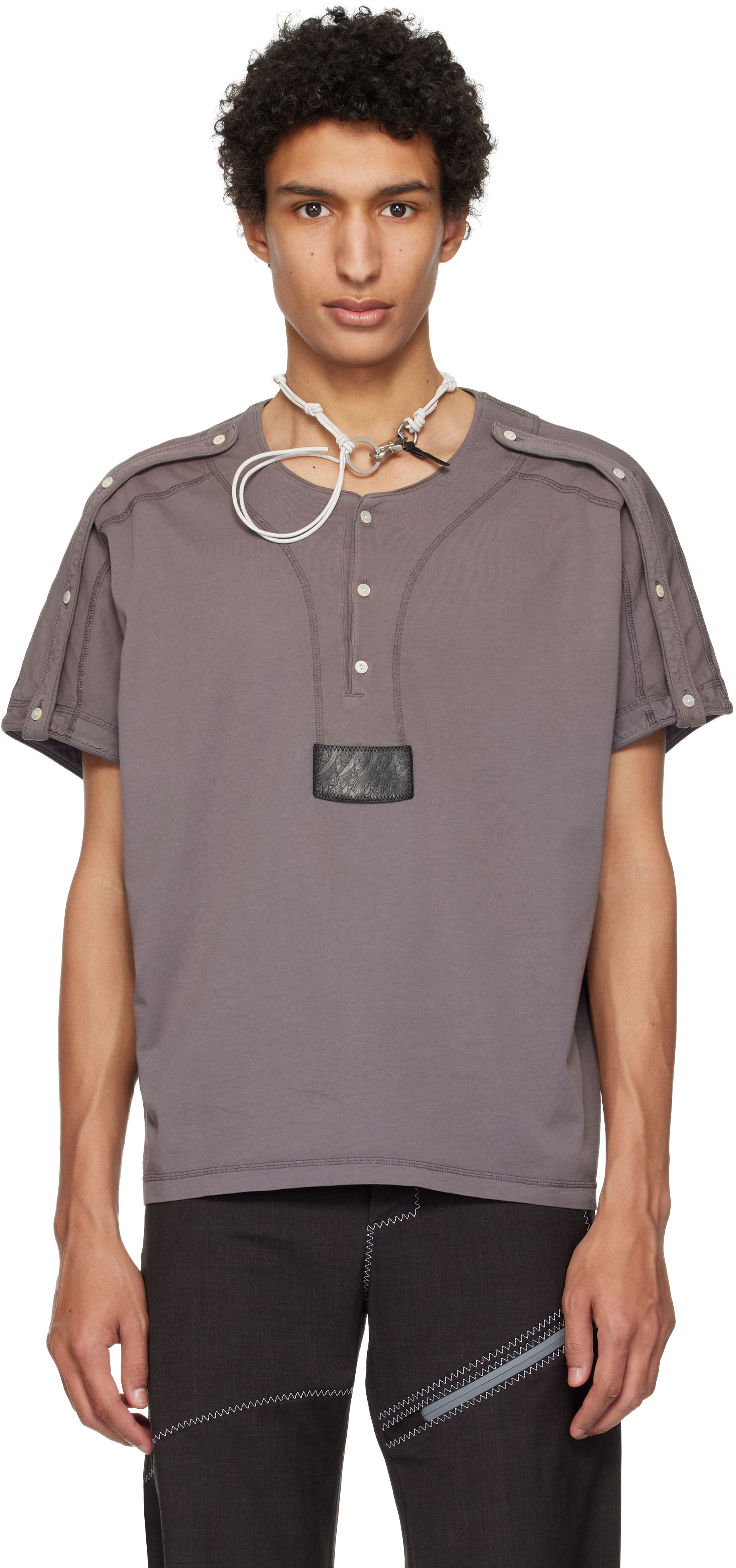 Kiko Kostadinov: Gray Sargo Short Sleeve Henley | SSENSE