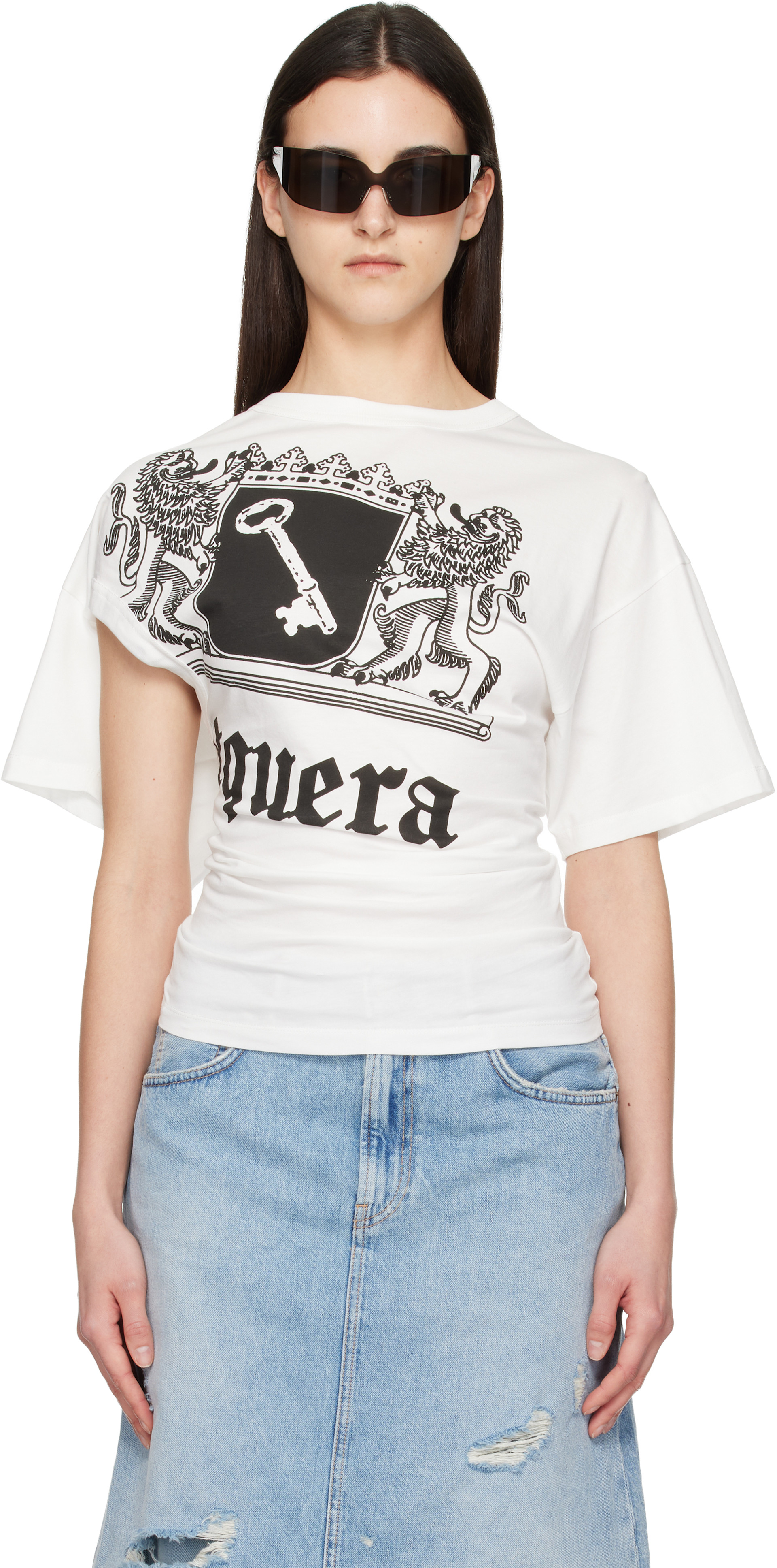 VAQUERA: White Twisted T-shirt | SSENSE