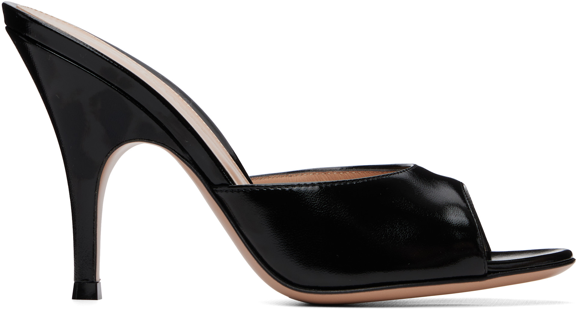 Gianvito Rossi: Black Sofia Mule 95 Heeled Sandals | SSENSE
