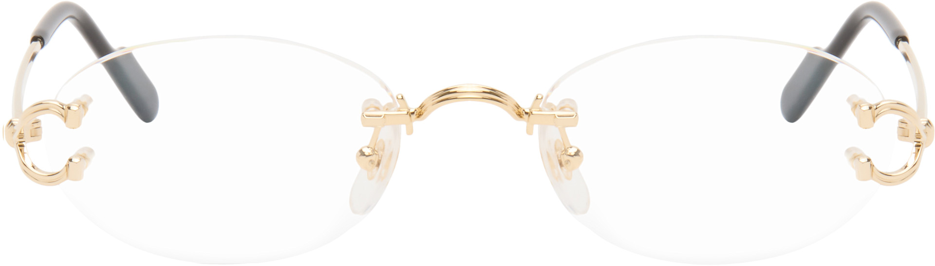 Cartier　フランス製　フルリム メタルオーバル　メガネ Cartier: ゴールド Signature C フレーム メガネ | SSENSE 日本