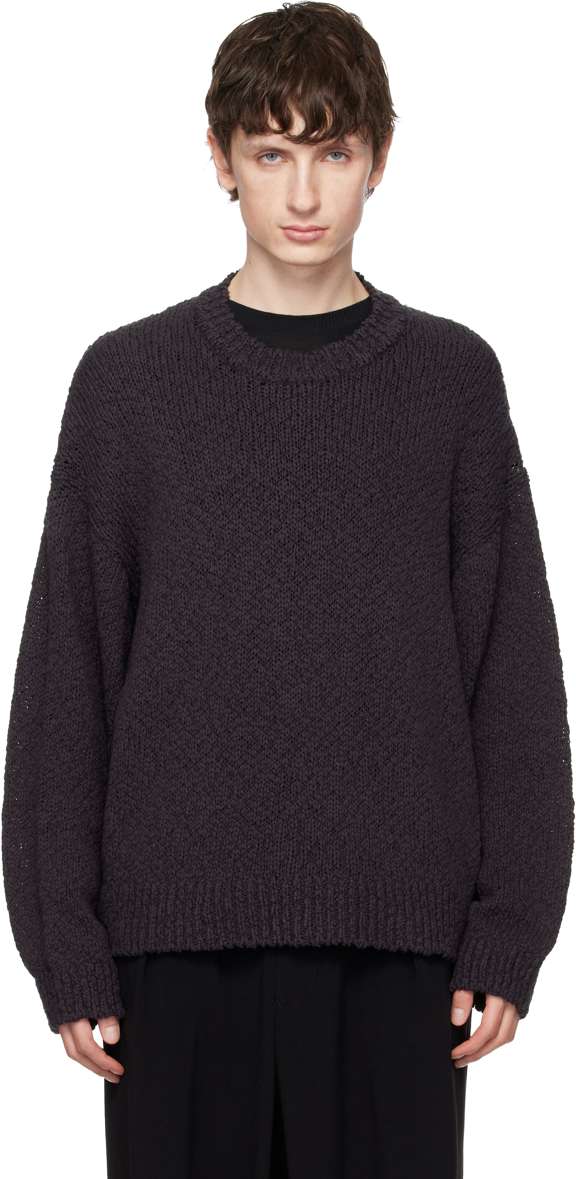 ☆美品☆BF Knit HOMME PLISSÉ ISSEY MIYAKE: Brown Risotto Knit Sweater | SSENSE