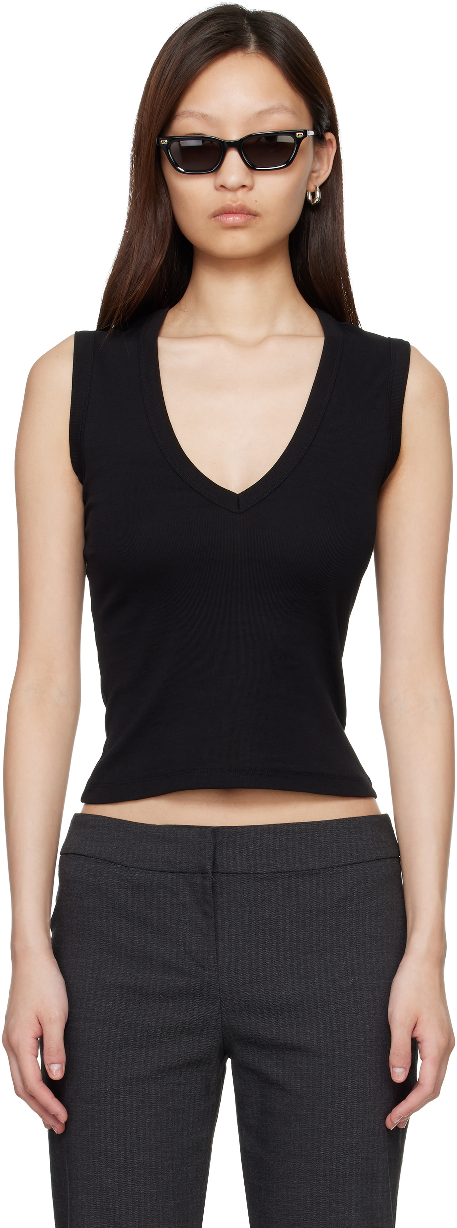 FLORE FLORE: Black Dewi Tank Top | SSENSE Canada