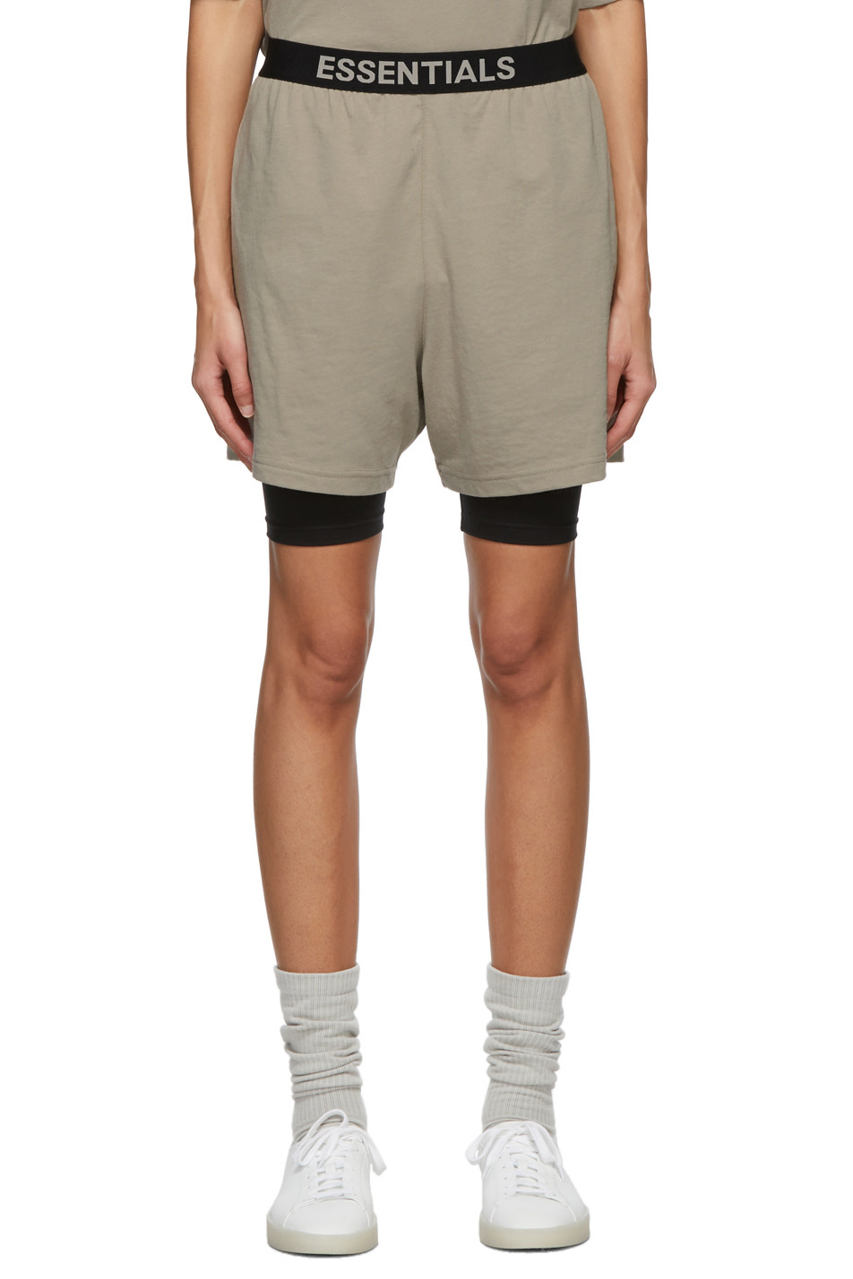 Beige Jersey Lounge Shorts