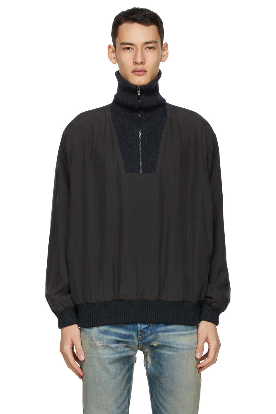 Black High Zip Anorak Jacket