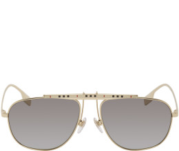 Burberry - Gold Check Aviator Sunglasses