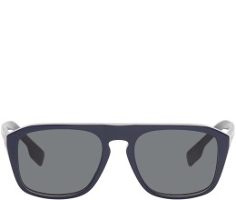 Burberry - Navy Check Detail Sunglasses