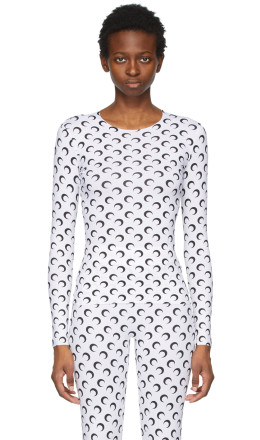 Marine Serre - White Second Skin Moon Long Sleeve T Shirt