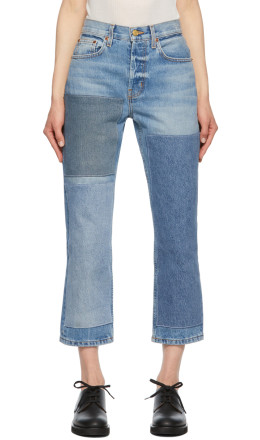 B Sides - Blue Marcel Relaxed Straight Patchwork No. 3 Jeans