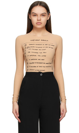 MM6 Maison Margiela - Ssense Exclusive Beige Logo Bodysuit