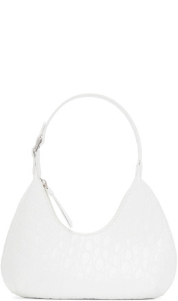 BY FAR - White Croc Baby Amber Shoulder Bag