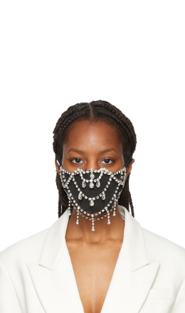 AREA - Silver Crystal Teardrop Mask