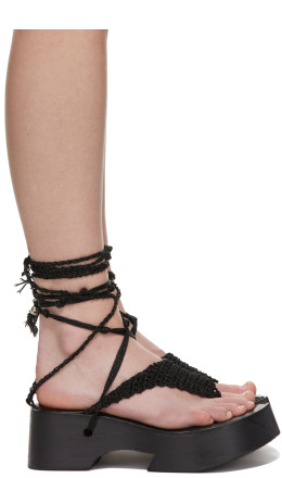 Hyein Seo - Black Crochet Strap Sandals