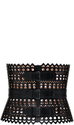 ALAÏA - Black Vienne Three Buckle Corset Belt