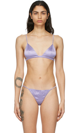 - Fleur du Mal - SSENSE Exclusive Purple Silk Triangle Bra