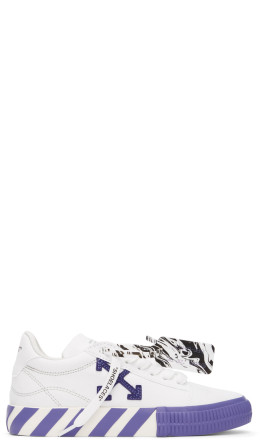 Off-White - White & Purple Vulcanized Low Sneakers