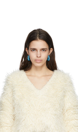 Bottega Veneta - Blue & Silver Leather Twist Earrings