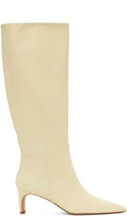 Jil Sander - Off White Pointy Toe Heeled Tall Boots