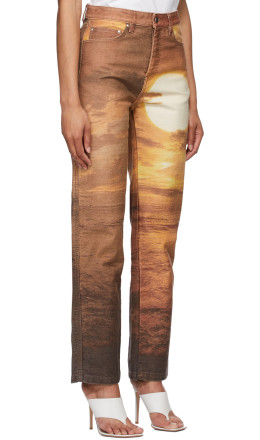 PRISCAVera - Brown Printed Sunset Jeans