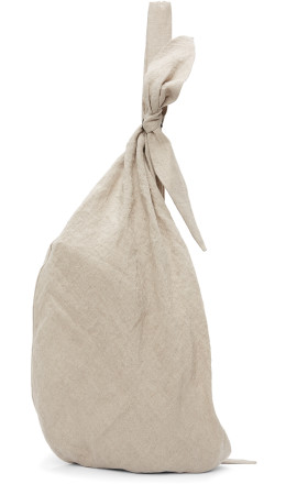 Yohji Yamamoto - Beige Linen Discord Crescent Backpack