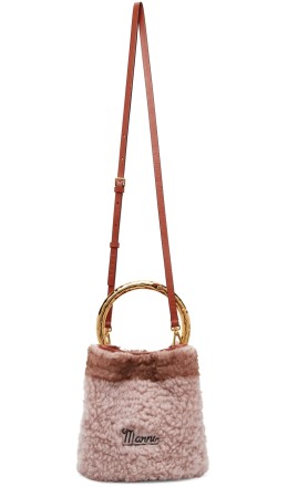 Marni - Pink & Orange Shearling Pannier Bag
