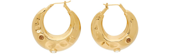 Marni - Gold Embellished Loop Earrings