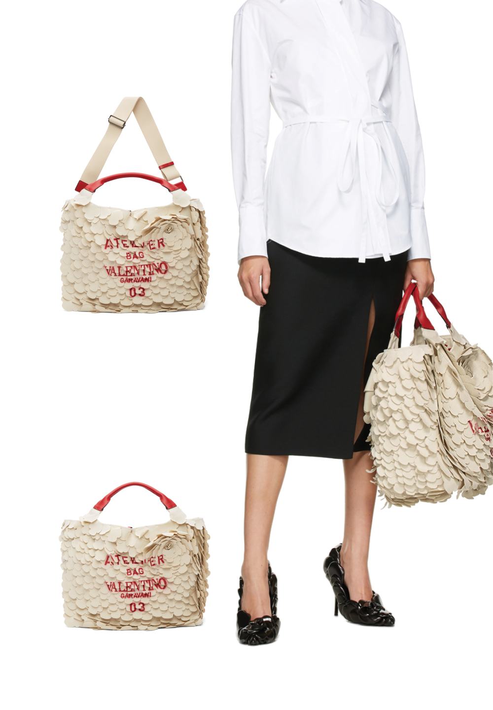 Beige Valentino Garavani 'Atelier Bag 03' Tote